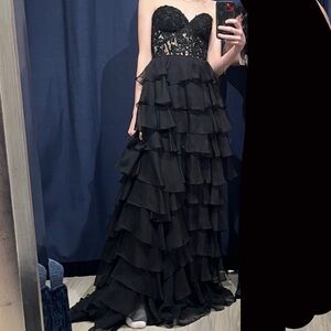 Black Ruffle Sherri Hill Prom Dress sz 0